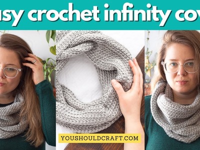 Easy Crochet Infinity Cowl Tutorial - Ribbing Looks Knit!
