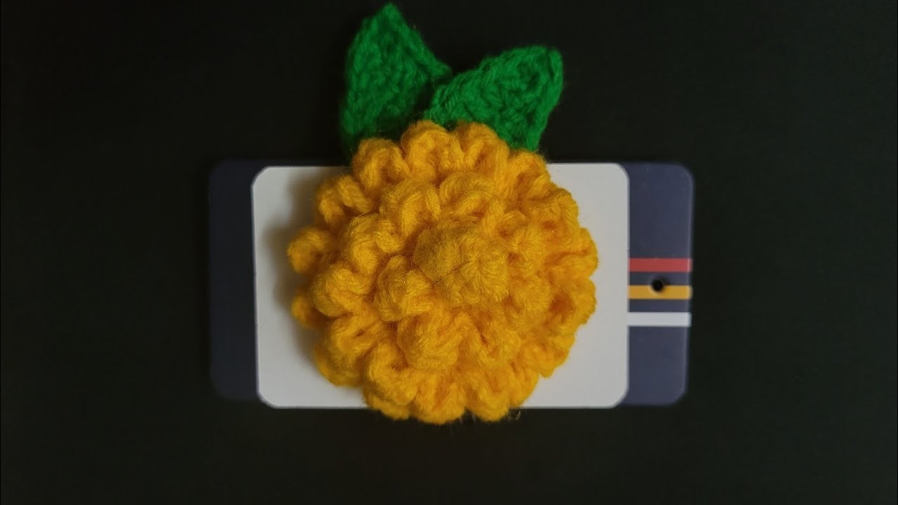 Easy Crochet Marigold Flower Hair Clip Decorating Tutorial