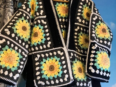 Filled sunflower granny square #craft  #crochet  #grannysquare