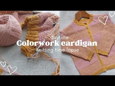 Knitting timelapse - colorwork cardigan