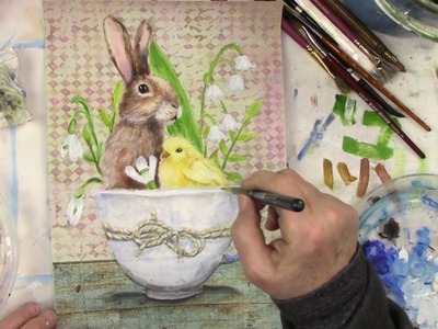 Learn How to Paint Spring Chick and Bunny. acrylic