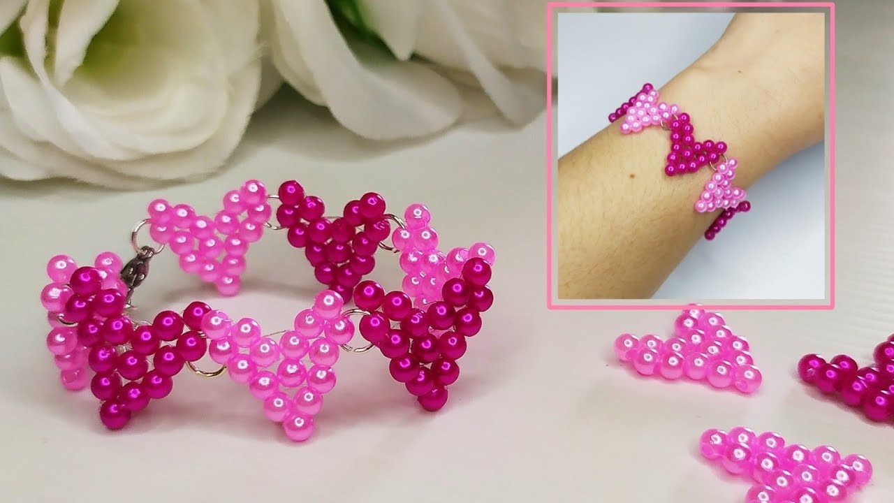 Simple bracelet making. heart bead bracelet