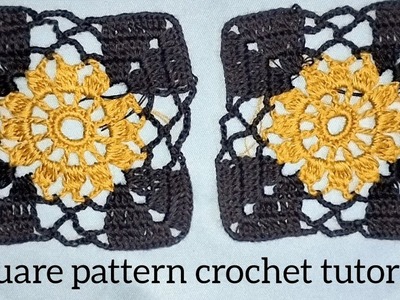 Square pattern crochet tutorial || #crochetpattern #কুশিকাটার #square #squarepattern #tutorial