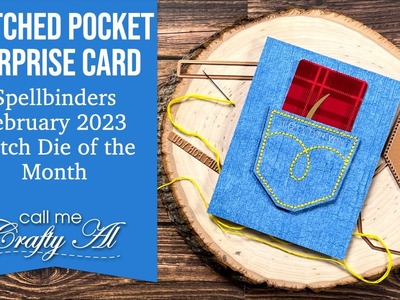 This Pocket Card has a SURPRISE! Spellbinders February 2023 Stitch Die of the Month