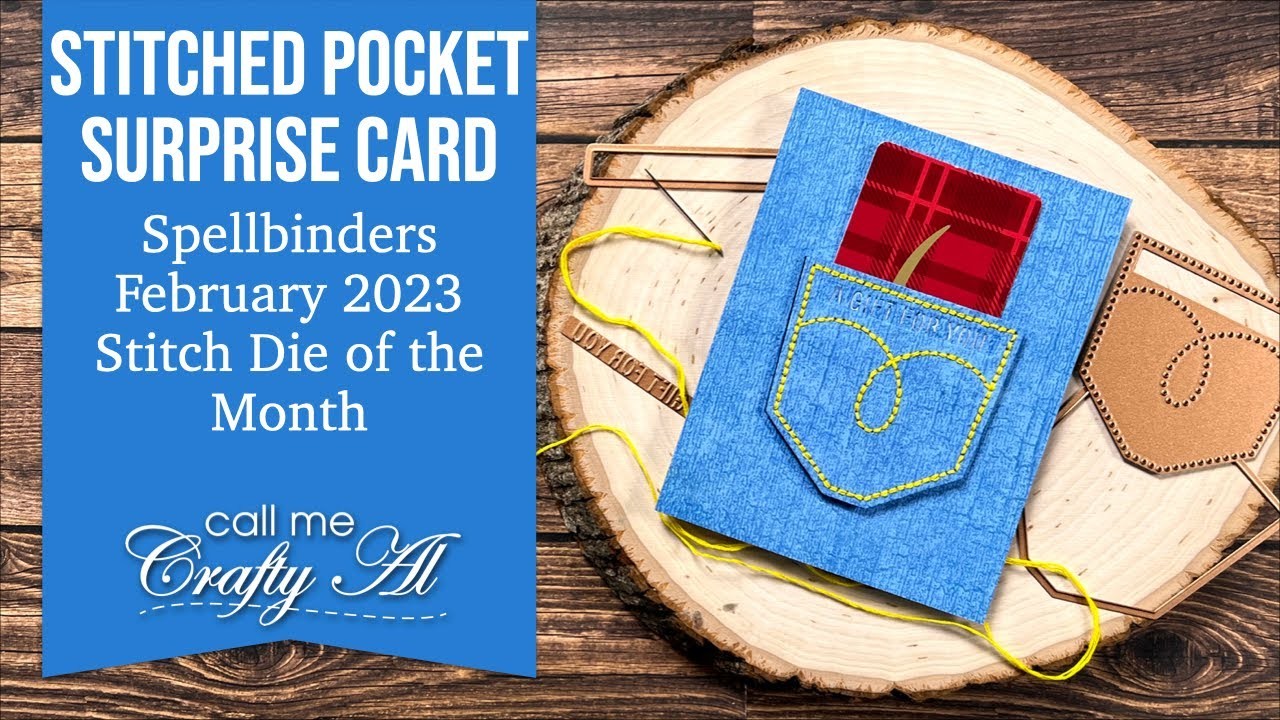This Pocket Card has a SURPRISE! Spellbinders February 2023 Stitch Die of the Month