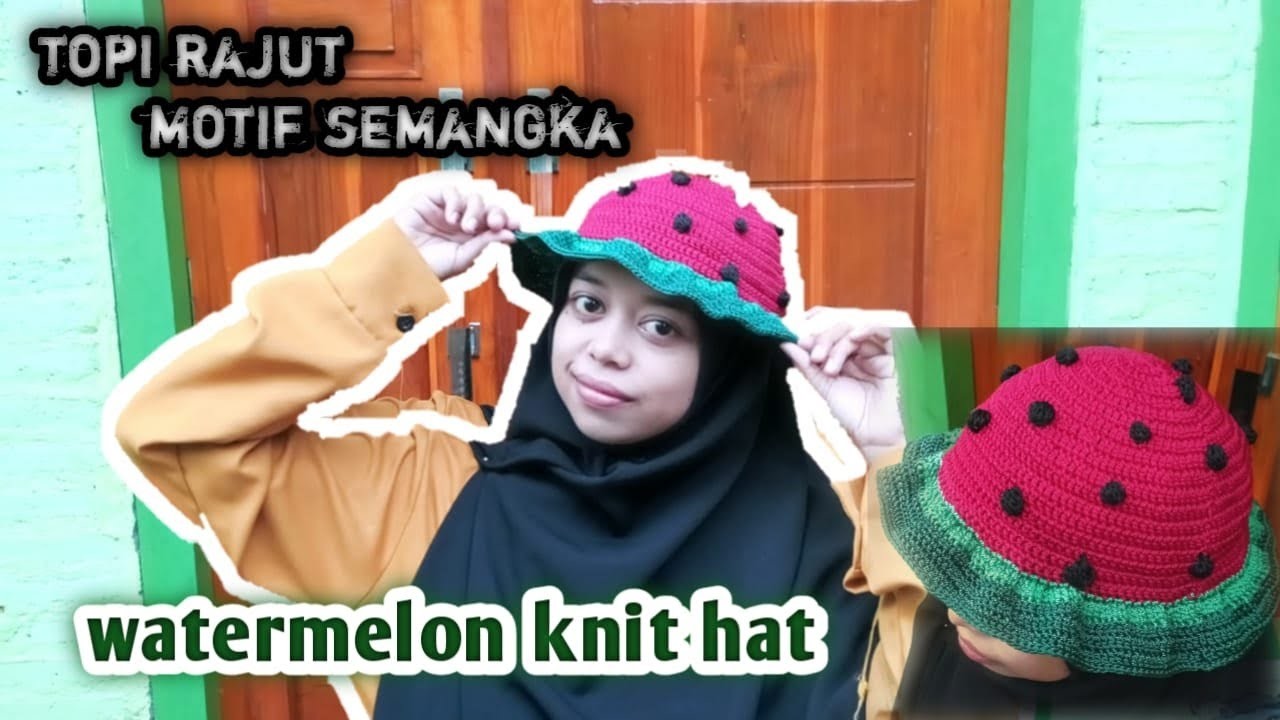 Topi rajut semangka. watermelon knit hat