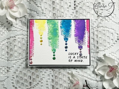 Vibrant Rainbow Watercolour Brushstroke Gem A2 Card Tutorial