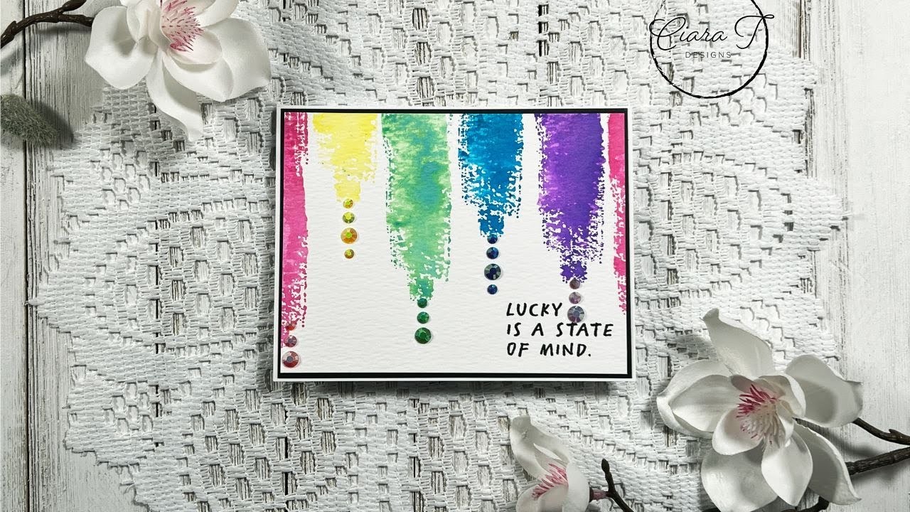 Vibrant Rainbow Watercolour Brushstroke Gem A2 Card Tutorial