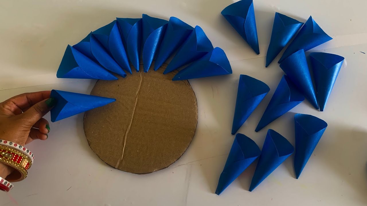 1 new beautiful and easy blue paper wall hanging || new paper craft easy  || video 71