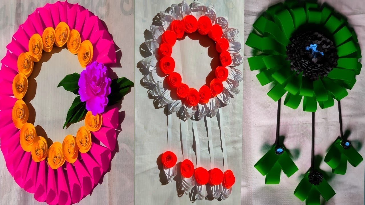 3Super Easy Paper Flower Wall Hanging Ideas. Home Decor Ideas. Paper craft