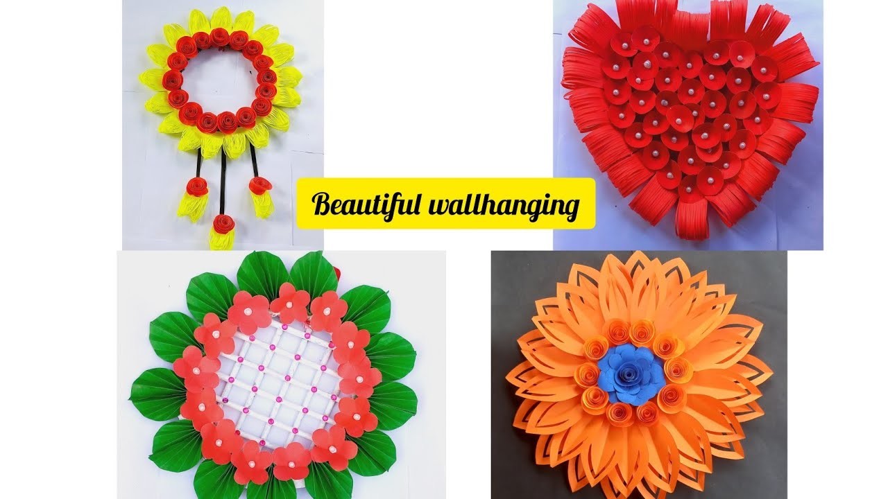 4  Easy and Beautiful Paper Flower  Wallhanging.Unique. homedecoretion.wallmate.Diy.Easycraft