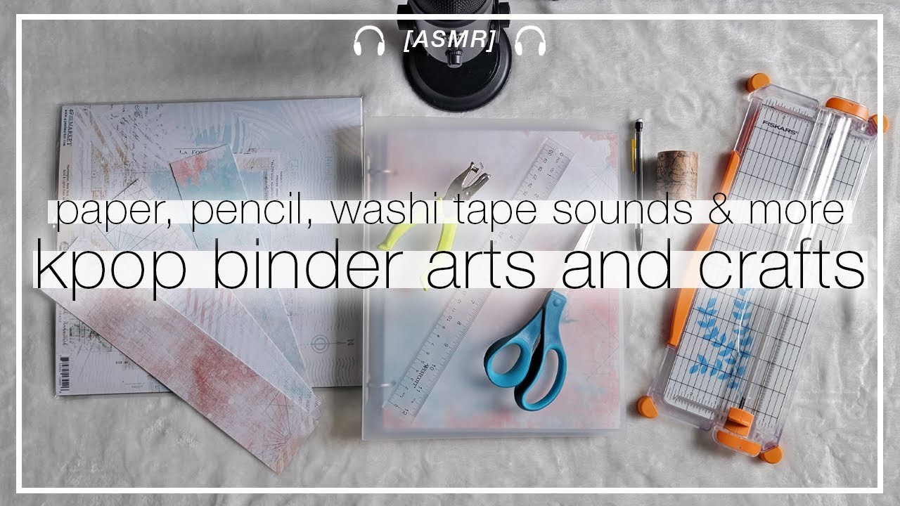 [ASMR] Kpop Binder Arts & Crafts | Paper Cutting, Pencil & Washi Tape Sounds, Minimal Talking