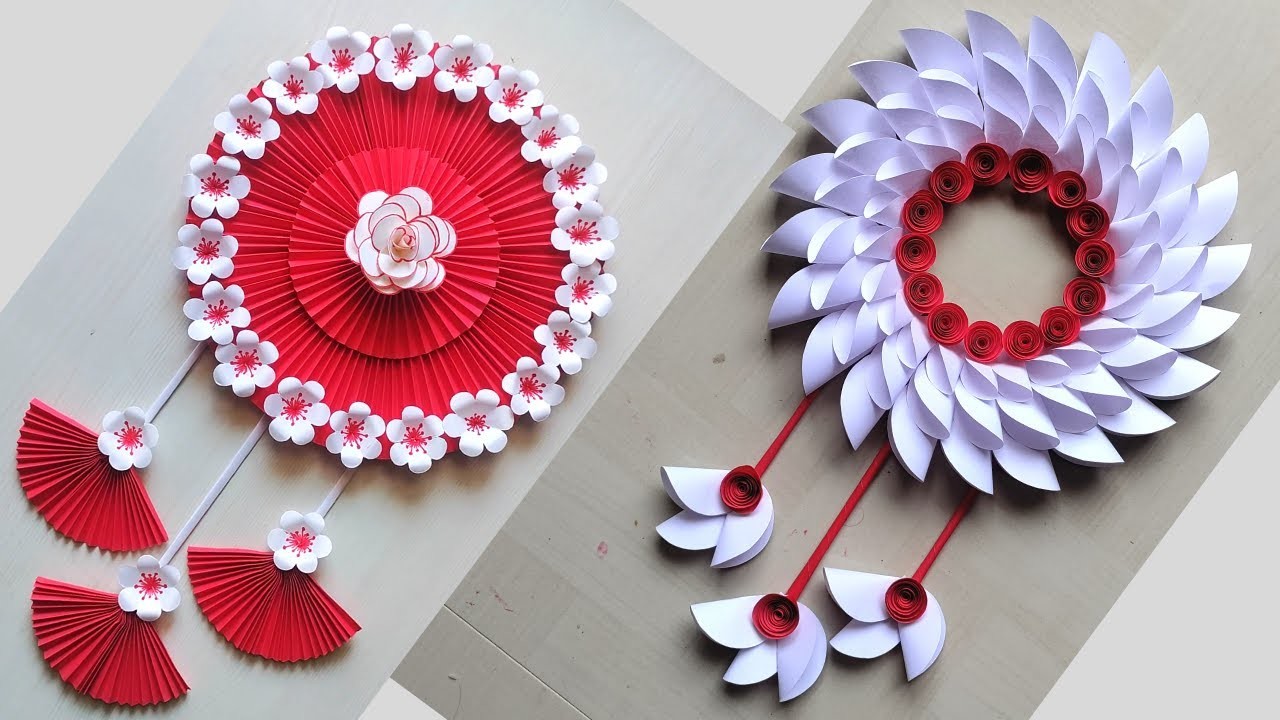 Beautiful Red Paper Flower Wall Hanging. Paper Crafts For Home Decoration. Wall Decor. DIY. Wallmate