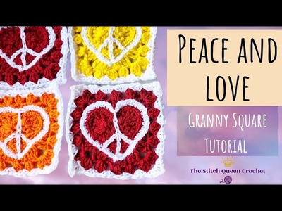 Crochet Peace and Love Granny Square Pattern - Step by Step Beginner Tutorial