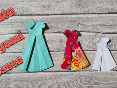Cute origami paper dresses ????\ paper craft for school ||
