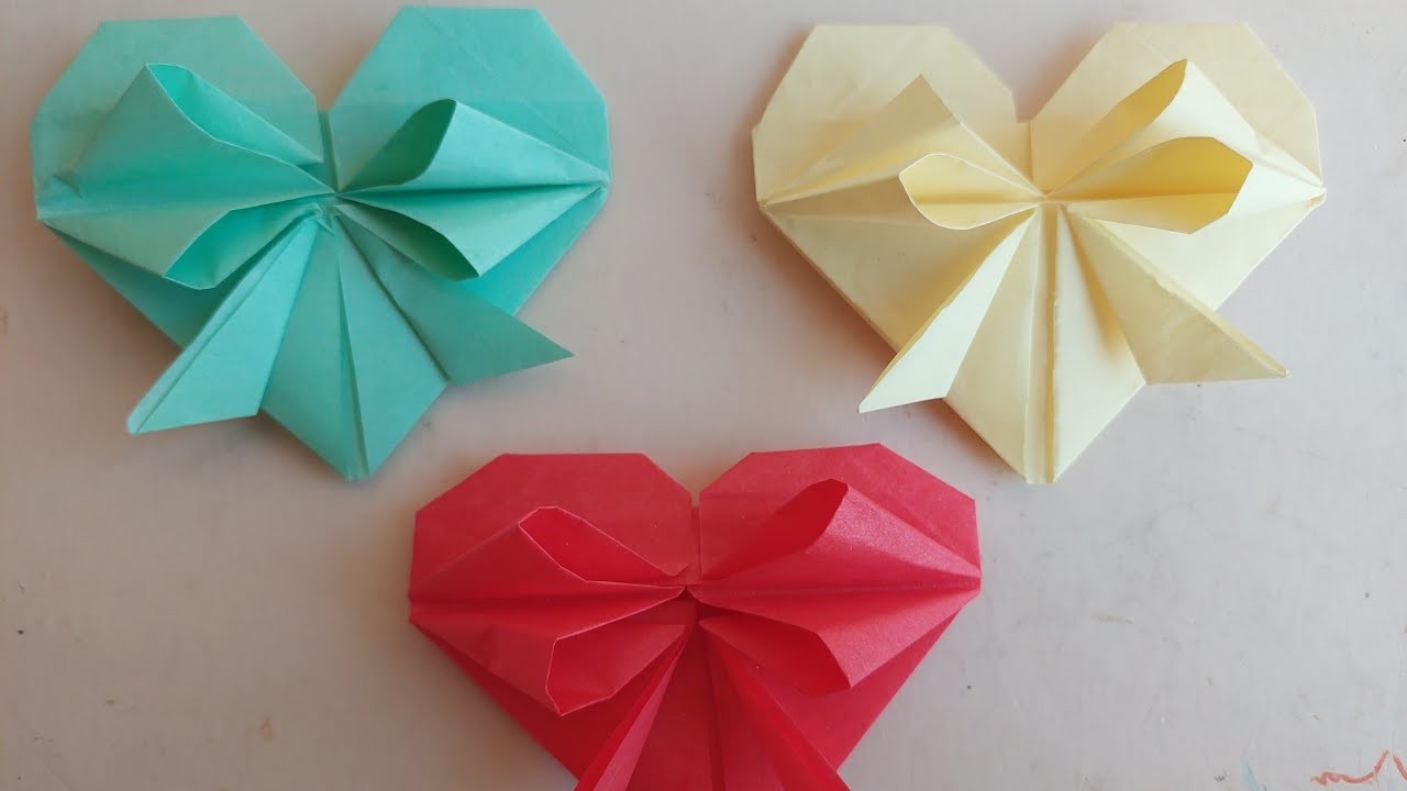 DIY paper heart with bow | heart origami | DIY red heart