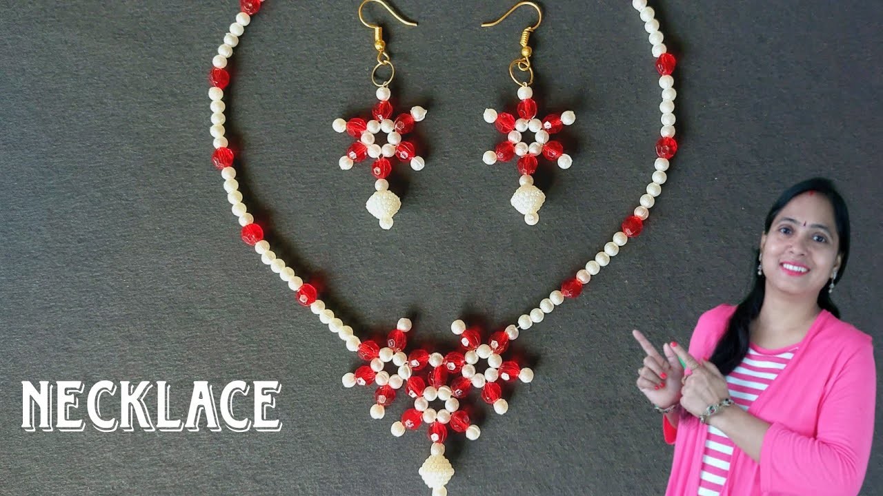 DIY Pearl Necklace Making  | Handmade  Pearl Jewelry Set AND Ear Rings Design