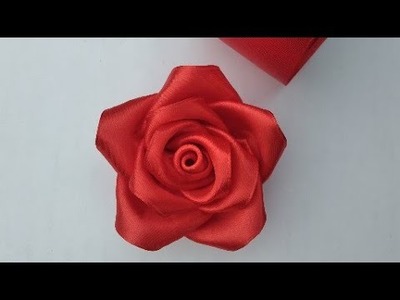 DIY Satin Ribbon Rose making l How to make Ribbon Rose Easy | Ribbon Flower l Red Ribbon Rose ????