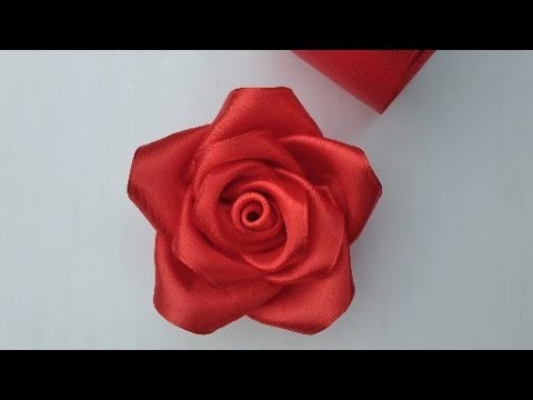 DIY Satin Ribbon Rose making l How to make Ribbon Rose Easy | Ribbon Flower l Red Ribbon Rose ????