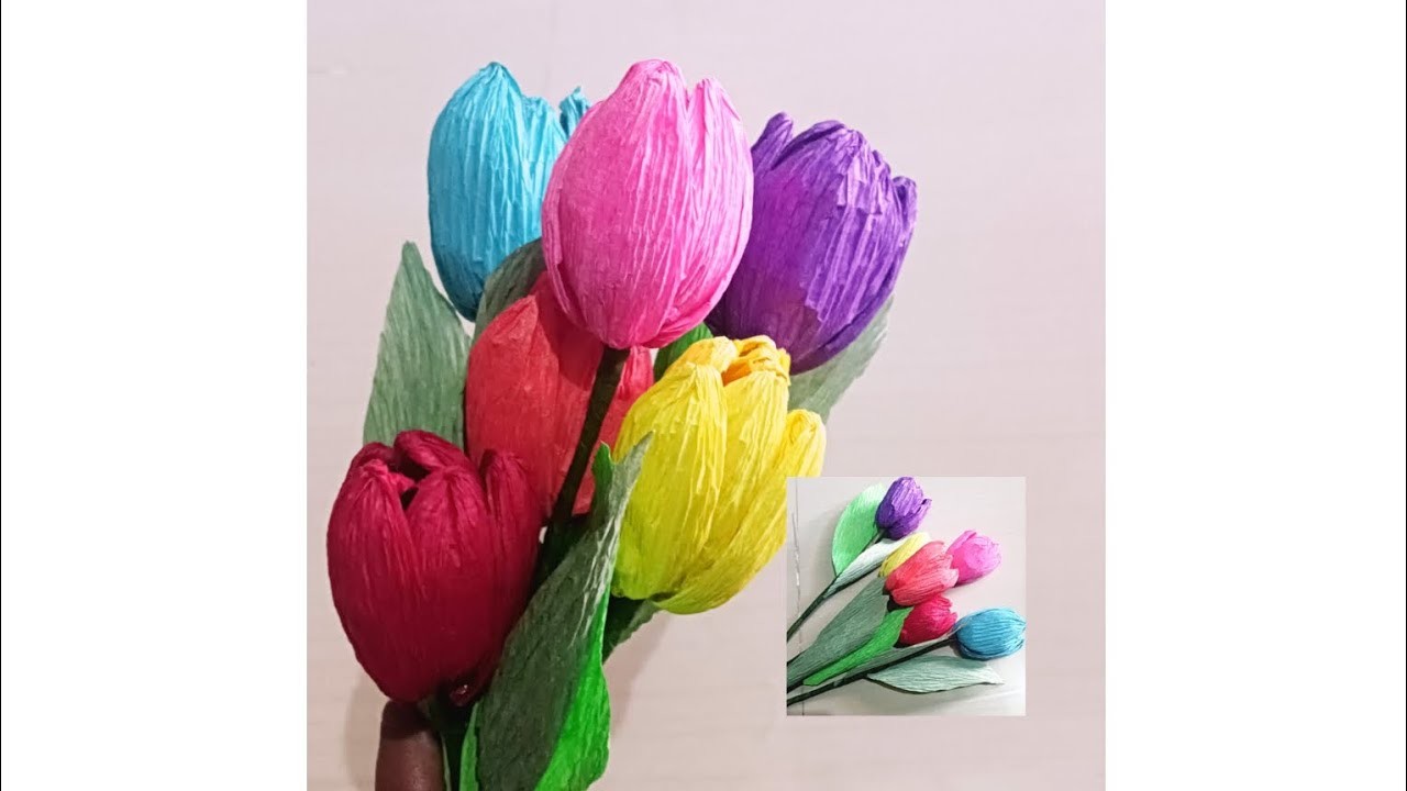 Diy tulip flower with crepe paper|  Paper craft