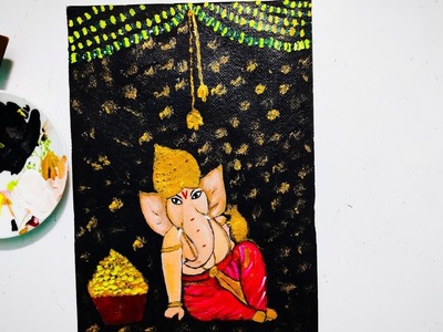Ganesha painting#Ganesh painting using acrylic colours|| Step by step for beginners#Full tutorial