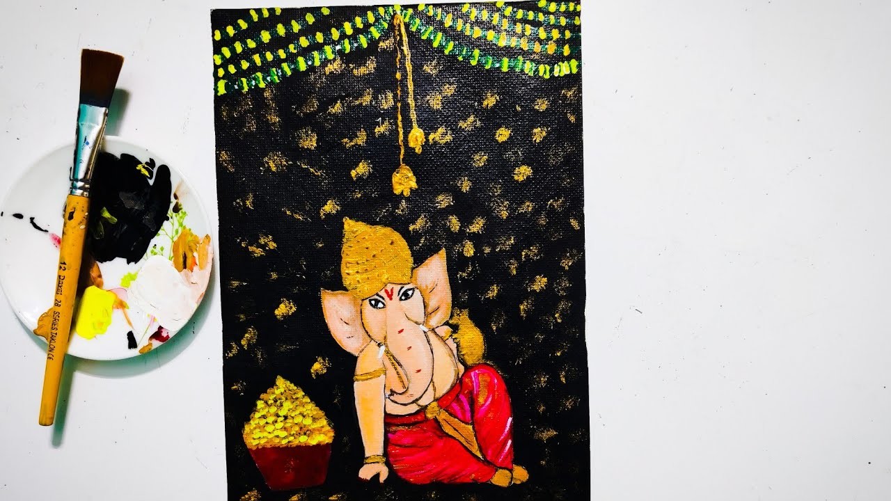 Ganesha painting#Ganesh painting using acrylic colours|| Step by step for beginners#Full tutorial