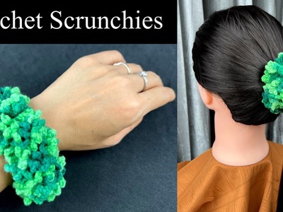 How to Crochet  Scrunchies. DIY Hair tie.