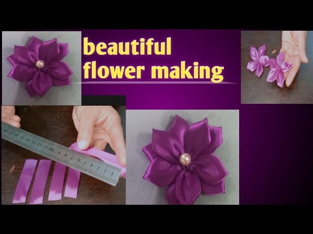 How to make flower out of ribbon. super easy way to make flower#flower #design #craft