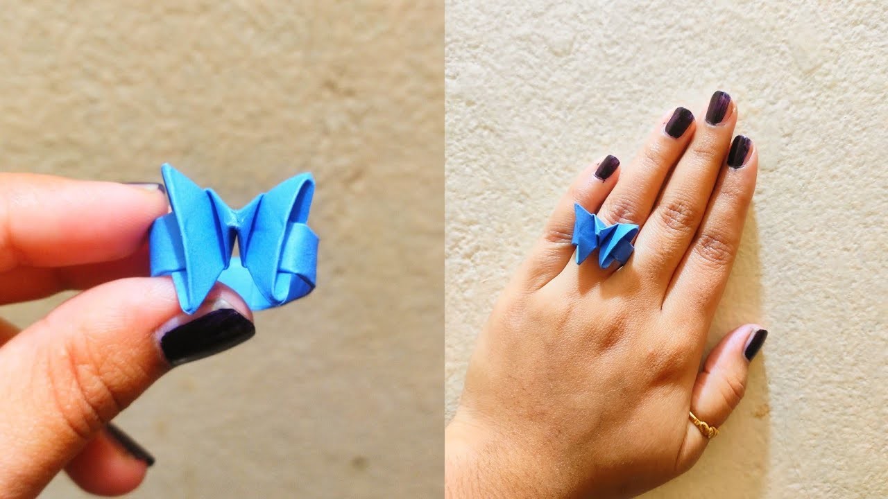 How To Make Origami Paper Ring | DIY_ Origami Butterfly Ring Easy | No Glue Paper crafts.Paper Ring