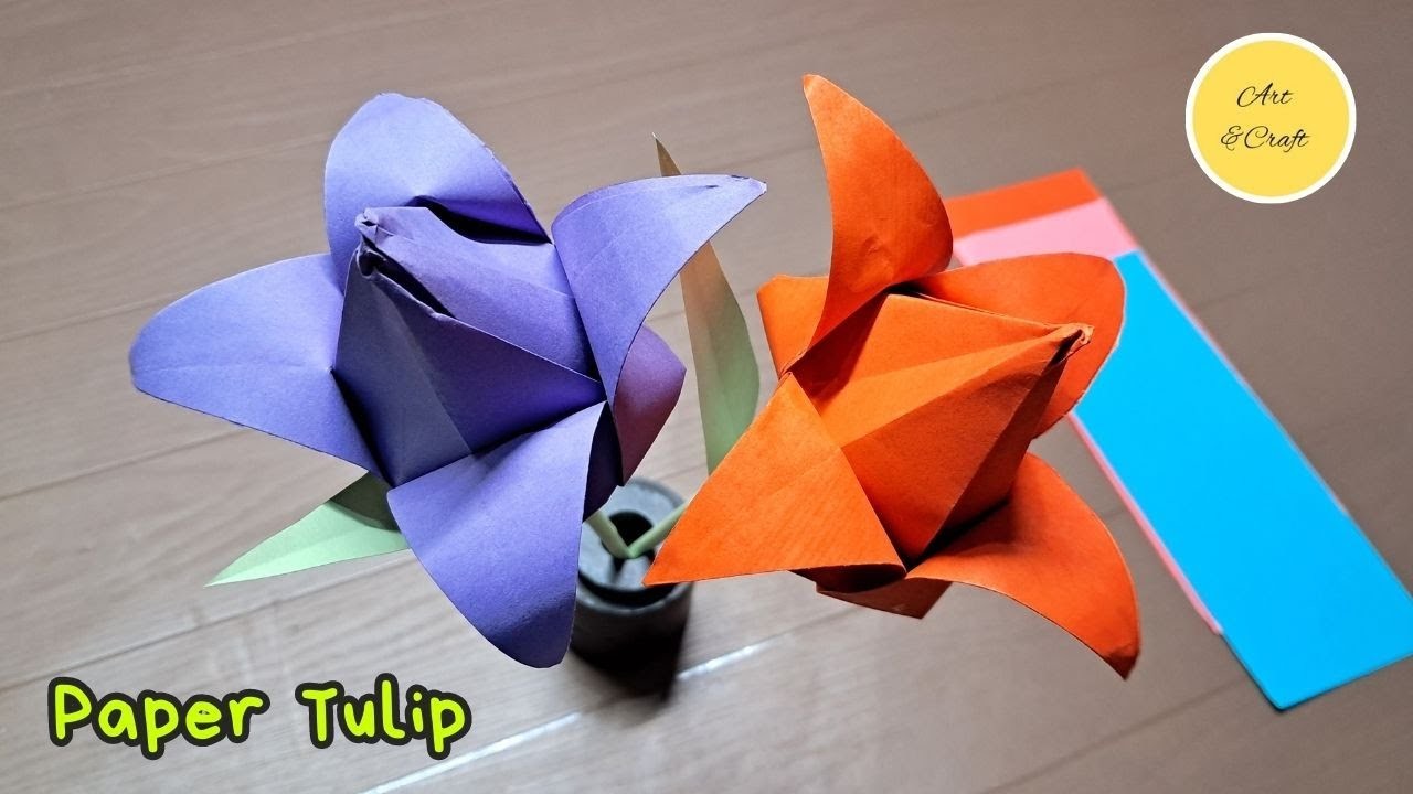 How to make Paper Flower.Paper Tulip.Easy Paper Craft