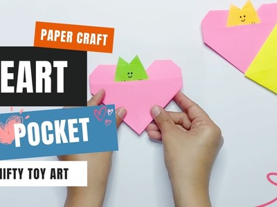 How to make valentine paper craft heart pocket by Nifty Toy Art
