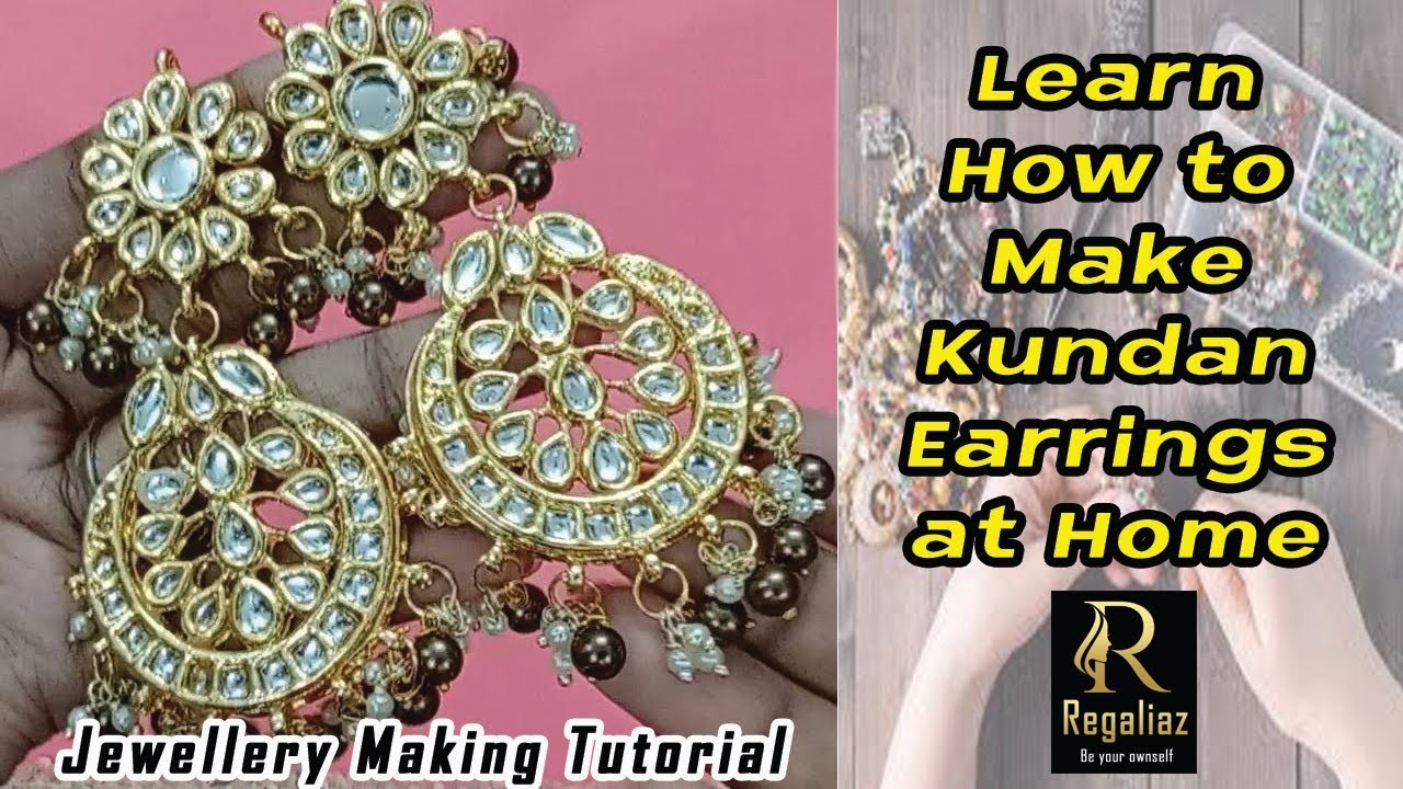 Learn How to Make Kundan Earrings at Home | Jhumka Making | Simple and Easy | DIY Earrings