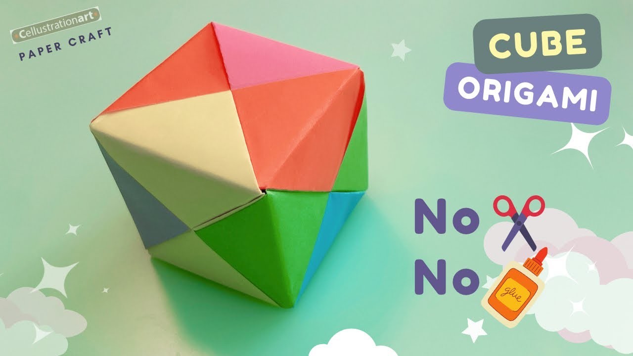 Origami 3D Cube NO glue No scissors | Origami Paper Dice | Seamless Paper Cube | DIY Paper Crafts