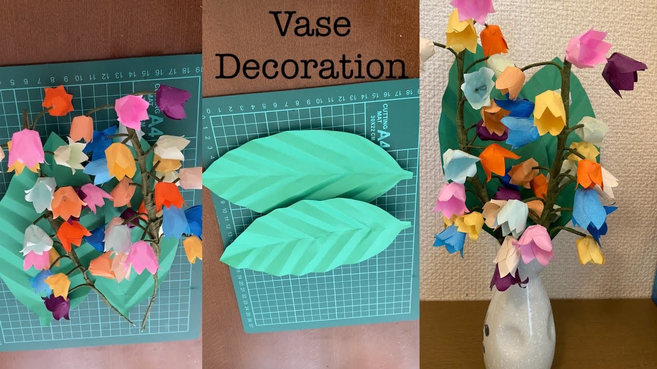 Paper flowers vases decor ideas. Paper craft .