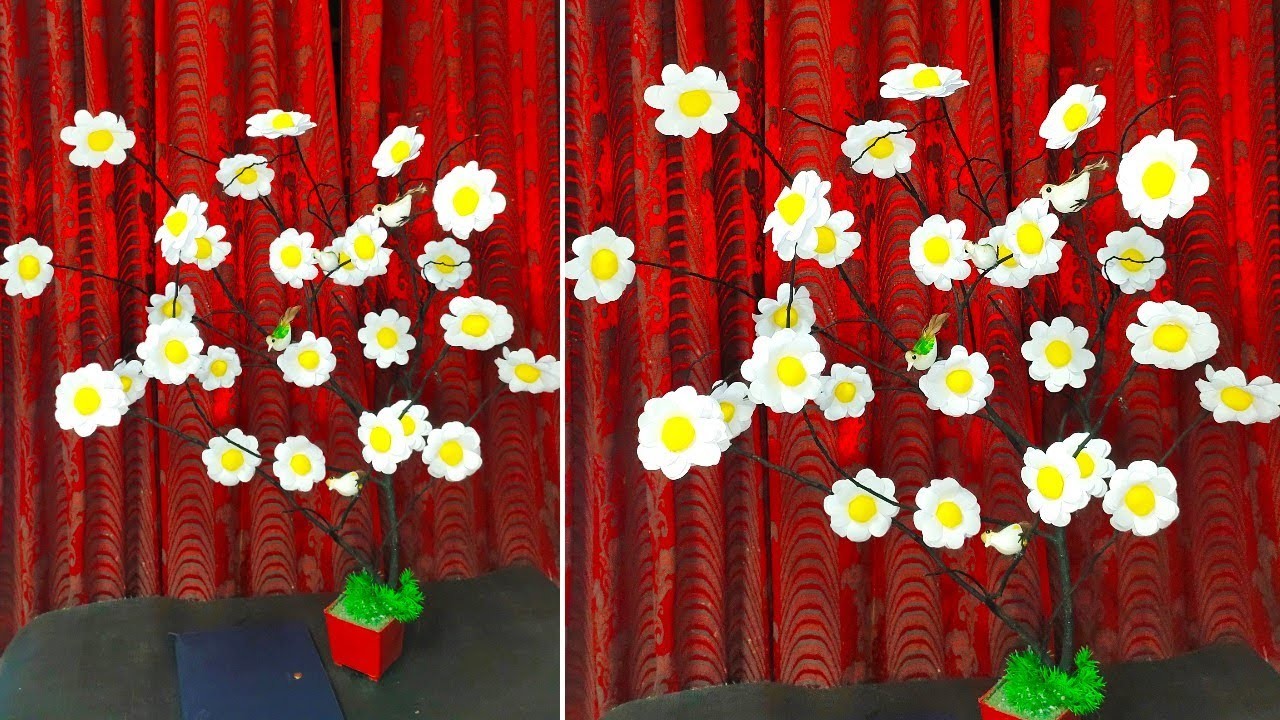 Tree decoration ideas\\paper craft\\flower with paper \\dustu pakhe