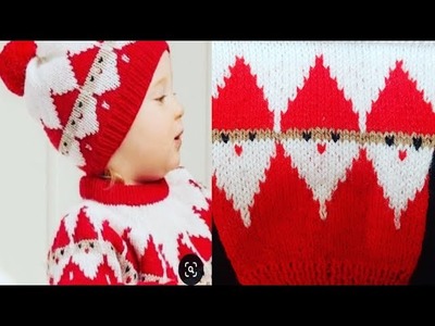 Very cute, very easy sweet santa sweater design #beginnersweaterdesign #graphsweaterdesign#santa
