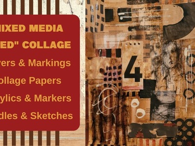 Vintage "Aged" Collage With Layers Of Collage Papers, Sketches & Mixed Media
