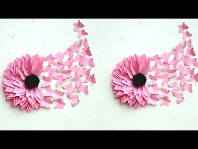 Wall Decor Idea Flower and Butterfly | Flower Butterfly Decor | Paper Crafts