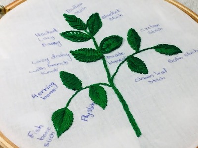 10 verity hand embroidery leaf stiches.hand embroidery tutorial #hand #handembroidery #leafstitch
