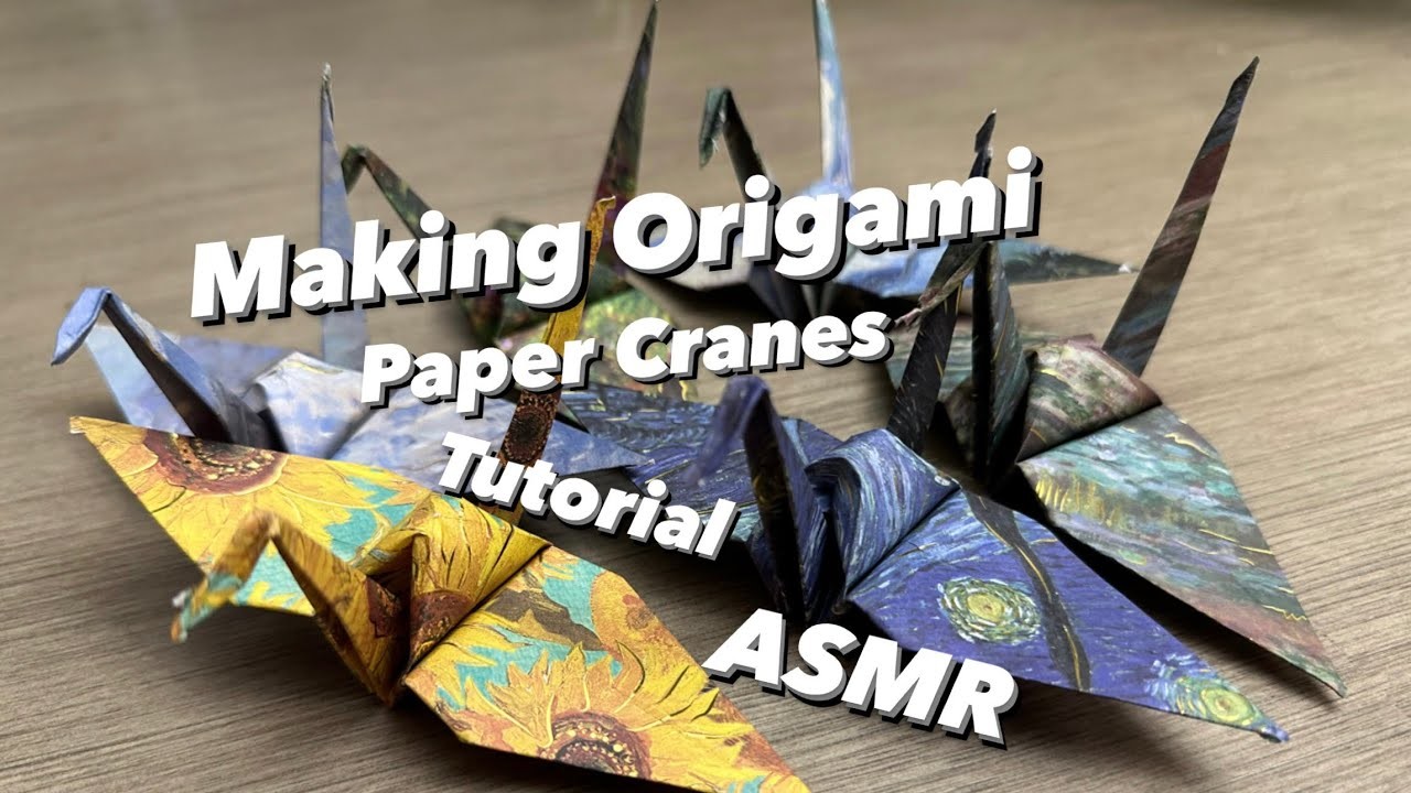 Asmr Paper Crinkles - Learn How to Fold Origami Paper Cranes (no talking) Multiple Demonstrations