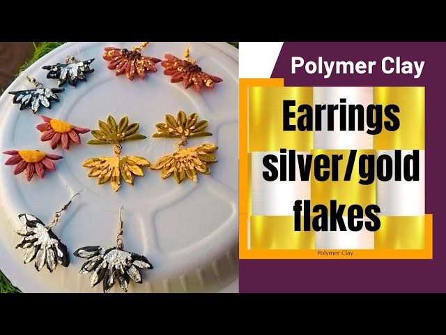 Beautiful Clay Earrings Design Ideas||clay jewellery business|| gold.silver flakes||FK Arts & Craft