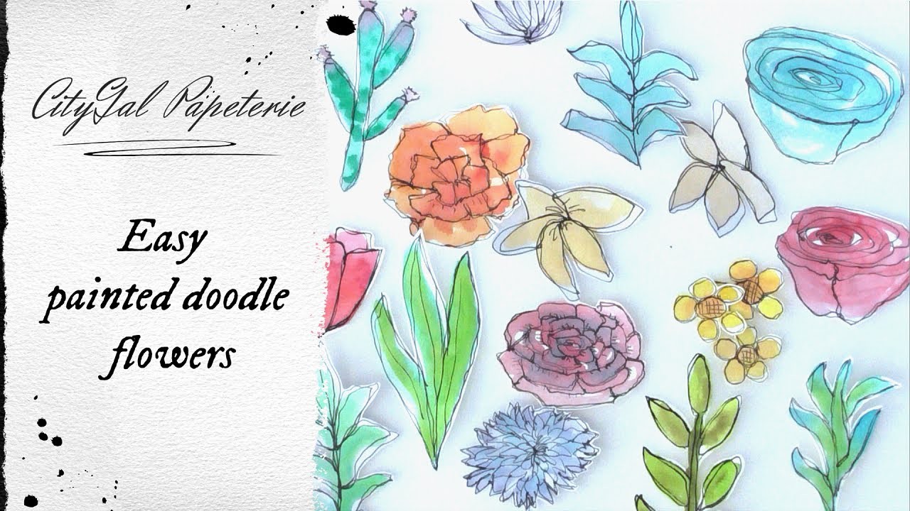 CityGal Papeterie - Craft with me! Easy watercolor sketchy flowers