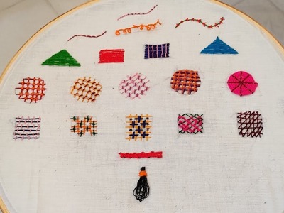 Couching stitch family I 20 variations in one hoop