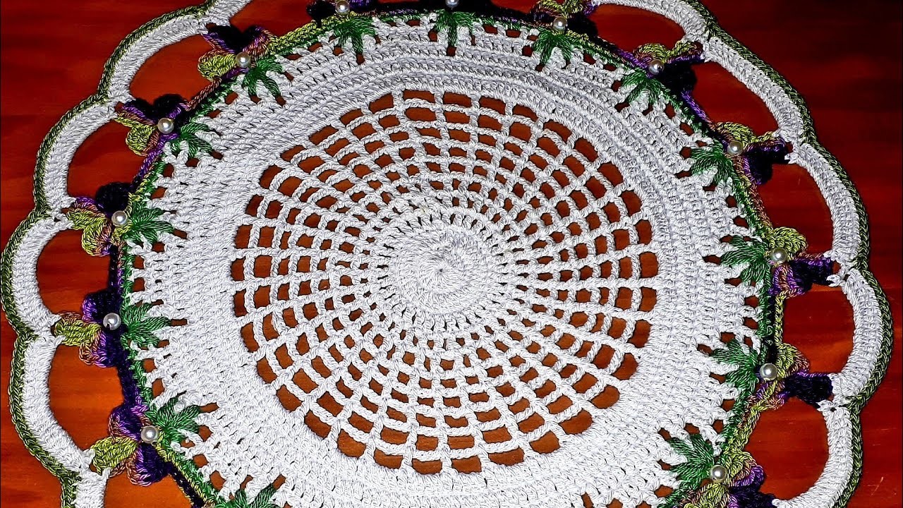 Crochet Pearls 3D Flower Doily ( Left Handed)