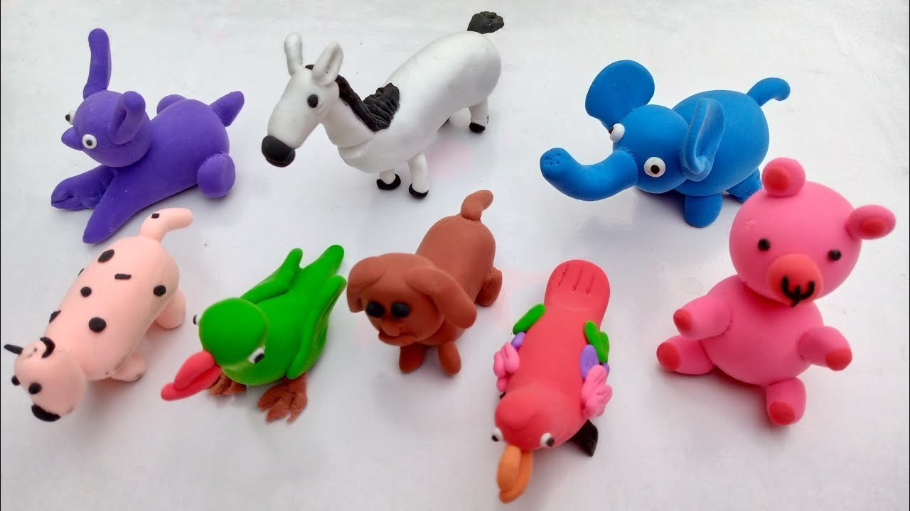 DIY How to make polymer miniature clay animals | Clay Art with music | Rabi Clay