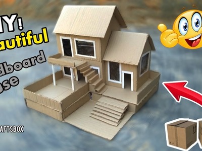 DIY!  Mini Modern Cardboard House ????  | Make Beautiful Cardboard House @nomicraftsbox
