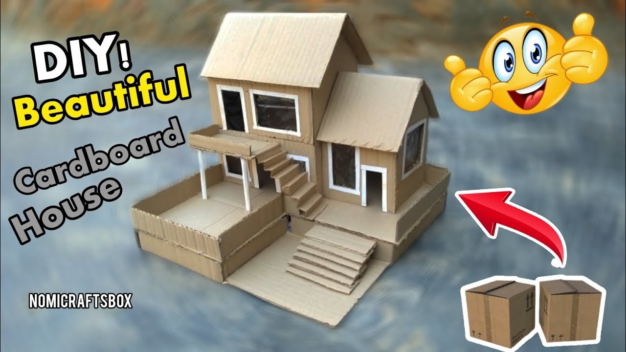 DIY!  Mini Modern Cardboard House ????  | Make Beautiful Cardboard House @nomicraftsbox