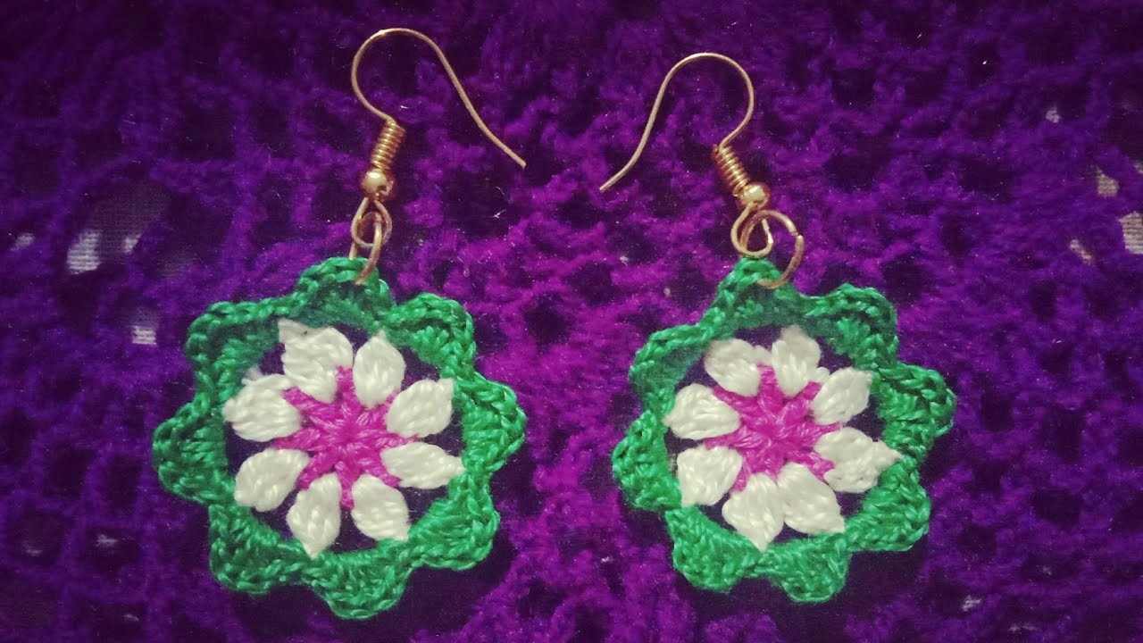Easy and cute crochet flower earrings