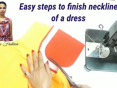 Easy step to finish neckline of a kameez or a dress. how to finish neckline of a dress or a kameez