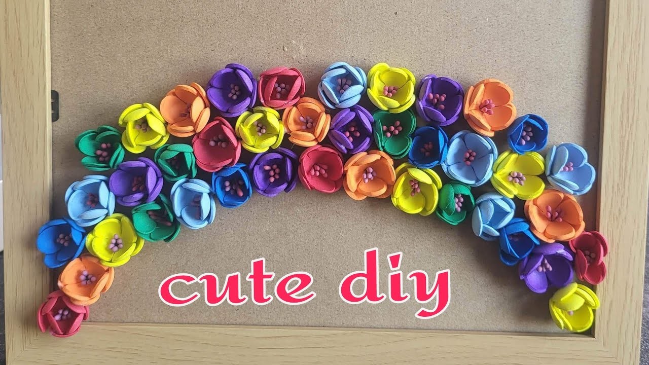 Foam sheet flowers gift idea. Cute rainbow gift. Diy gift idea with rainbow flowers
